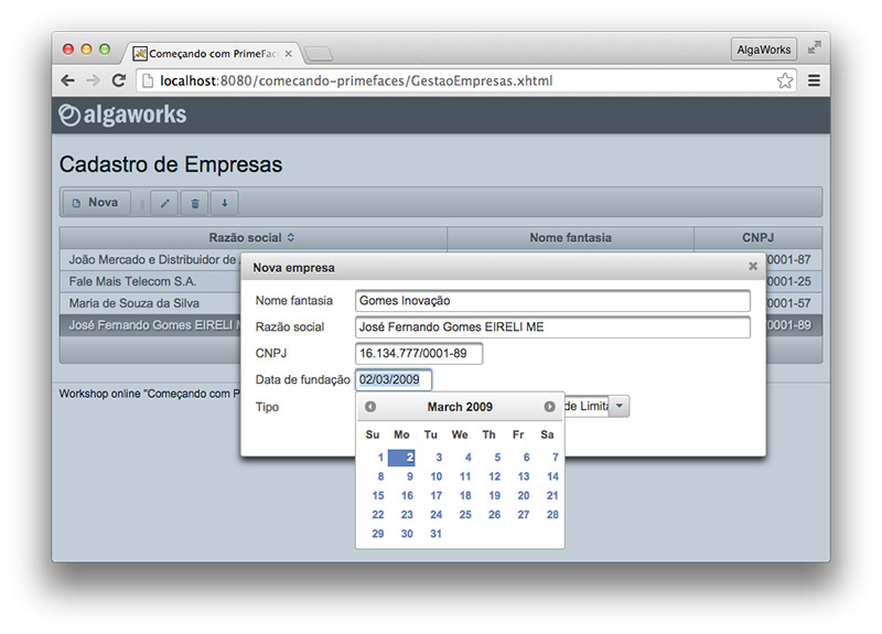 Screenshot do projeto do workshop